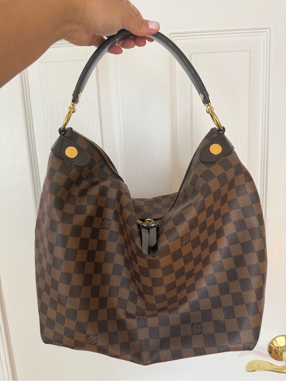 Louis Vuitton Brown Damier Hobo with Red Interior - Picture 2 of 10